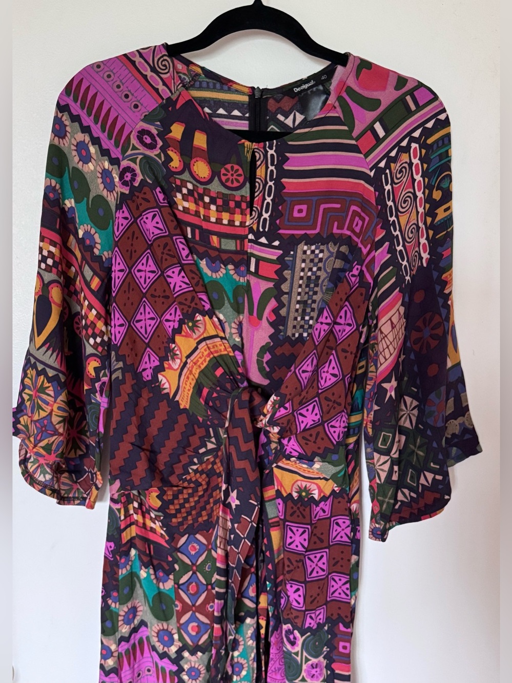 Desigual Multicolor Geometric & Floral Print Dress — Purple, Pink, Green, Orange - Picture 3 of 10